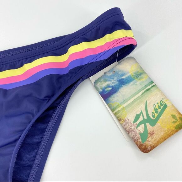 Hobie Navy Hipster Heritage Striped Cheeky Bikini Bottom Large - Picture 4 of 10